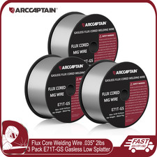 3 Pack Flux Core Welding Wire E71T-GS .035"/0.9mm Gasless Mild Steel 2lbs Roll