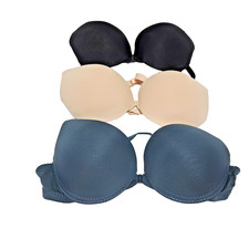 Push Up Bra 32B 70B Lot of 3 Front Closure Black Nude Teal Underwire New
