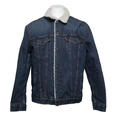 Levi Strauss & Co, Gefütterte Jeansjacke, Herren, Größe: L, Blau/Weiß #cD5