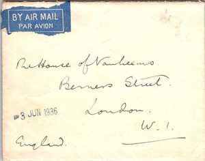 1936 British Colony Ceylon Postal Stamps via Air Mail Cover To London England