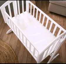 Obaby Sophie Baby Swinging Wooden Crib Cot in White - From Birth - 85x43cm