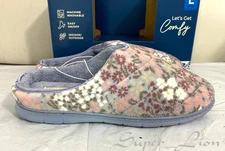 NEW Dearfoams Women's Memory Foam Comfy Slippers - SIZE L, XL - Blue Floral