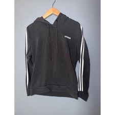Adidas Essentials 3-Stripes Pullover Hoodie Black White Womens Large L
