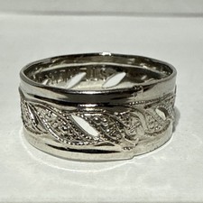 VINTAGE STERLING SILVER ORNATE OPEN BAND DESIGN SIZE 8 WIDE BAND RING STAMPED
