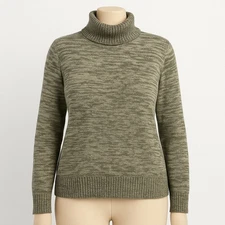 FINITY Silk Cashmere Angora Wool Turtleneck Sweater Green Cottagecore Apre Ski