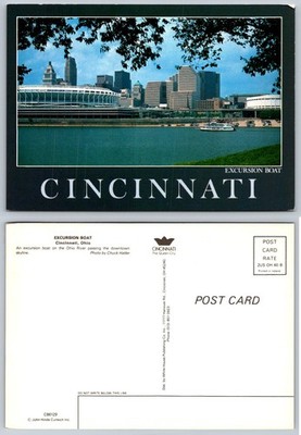 Cincinnati Ohio River Excursion Boat Downtown Skyline Postcard John Hinde
