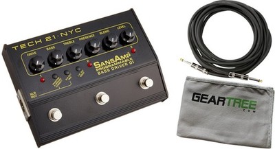 Tech 21 SansAmp Programmable Bass Driver DI Pedal Bundle w/Cable and Cloth