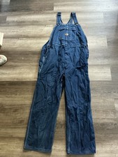 VTG Big Ben Bib Overall Men 46x30 Blue Dark Wash Outdoor Farmer Workwear USA 90s