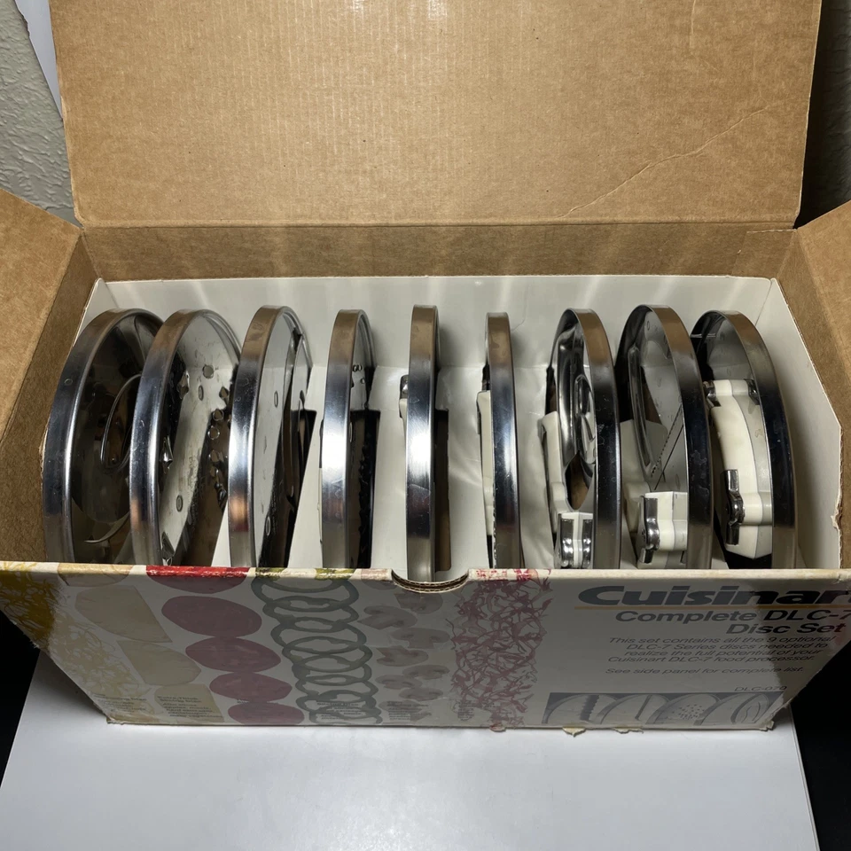 9 Piece Cuisinart Complete DLC-7 Disc Set of Nine DLC-070 Discs w/ Box ALL DISCS - Image 2 of 4