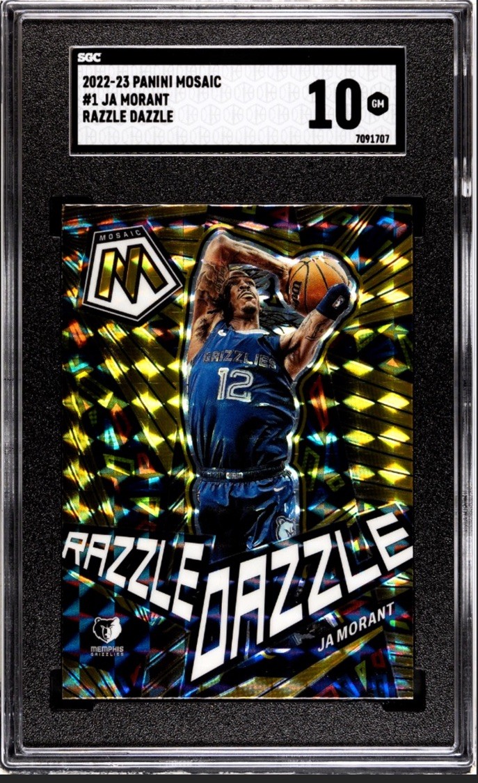 2022-23 Panini Mosaic Ja Morant Razzle Dazzle SSP Case Hit #1 SGC 10 Gem Mint 🏀