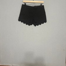 J.Crew Black Scalloped Hem Linen Cotton Blend Shorts Womens Size 2