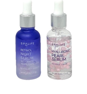 SpaLife 24K Hyaluronic Pearl Serum & Retinol Night Serum- 1FL/EA-LOT OF 2-NEW