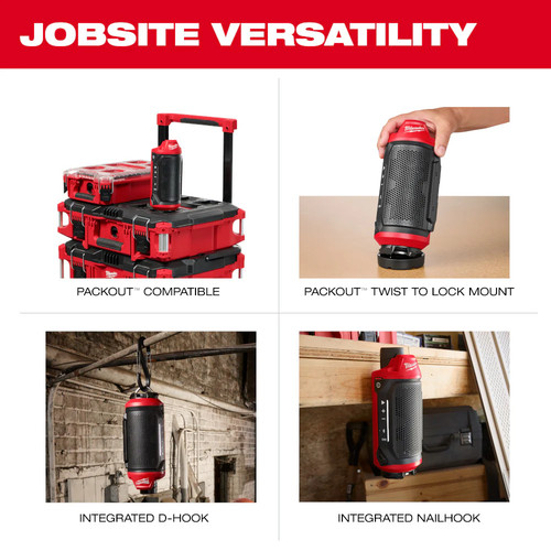 Milwaukee 2955-20 M12 12V PACKOUT Bezprzewodowy głośnik Bluetooth Jobsite Speaker - Bare Tool - Zdjęcie 5 z 12