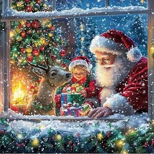 Christmas Diamond Art Kits for Adults, 5D Santa Claus Diamond Painting Kits for