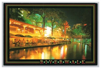 San Antonio Texas TX River Walk Restaurant Scene Souvenir 6x4 Postcard Unused