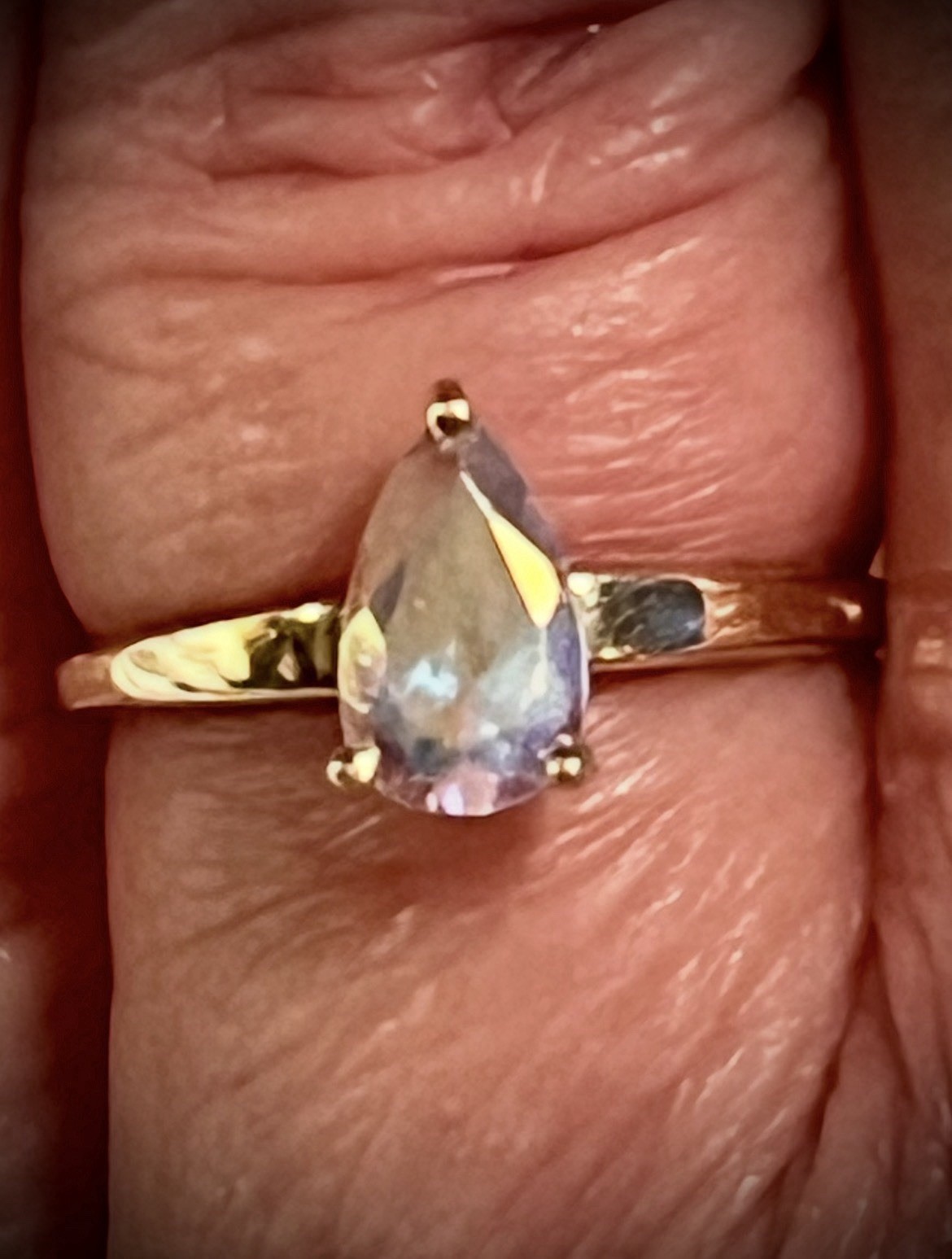 Pear Moonstone Solitaire Ring in solid 14k yellow… - image 6