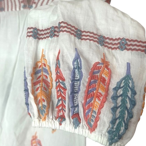 Johnny Was V-Neck Blouse Embroidered Boho Chic Women’s Small - Picture 4 of 10
