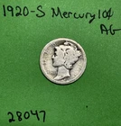 1920-S Mercury Dime 10c Ag About Good 90% Silver