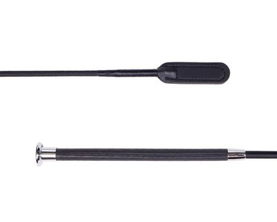 QHP Leather Wrapped Flapper Whip - Black or Dark Blue - 47 cm