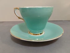 Rare Vintage H&M Sutherland China Solid Teal Teacup w/Saucer