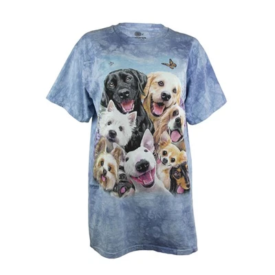 Camiseta de manga corta con gráfico de selfies para perro The Mountain para hombre en azul, mediana - Imagen 1 de 4