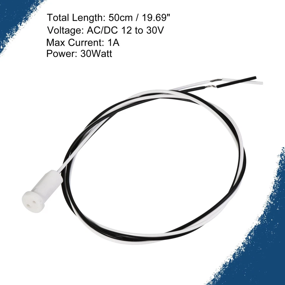 G4 Bulb Socket 12-30V 50cm Long LED Lamp Base Holder Ceramics White 10pcs - Image 2 of 4