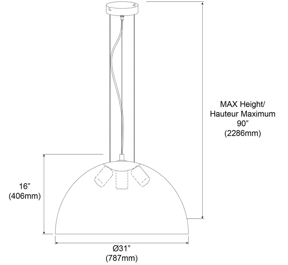 Colgante Dainolite 114-313P Blanco 3 Luces 31"W Foto 4 de 4