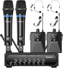 ✅Wireless Microphone System 4 Channel UHF Wireless Mic Set w/ Handheld/Bodypack/