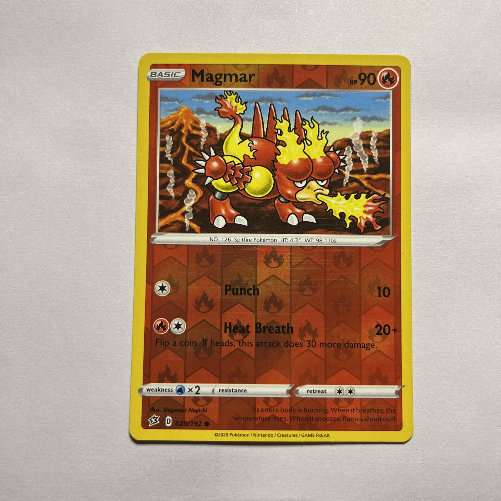 Reverse Holo Magmar 029/192 Common Rebel Clash Pokemon TCG