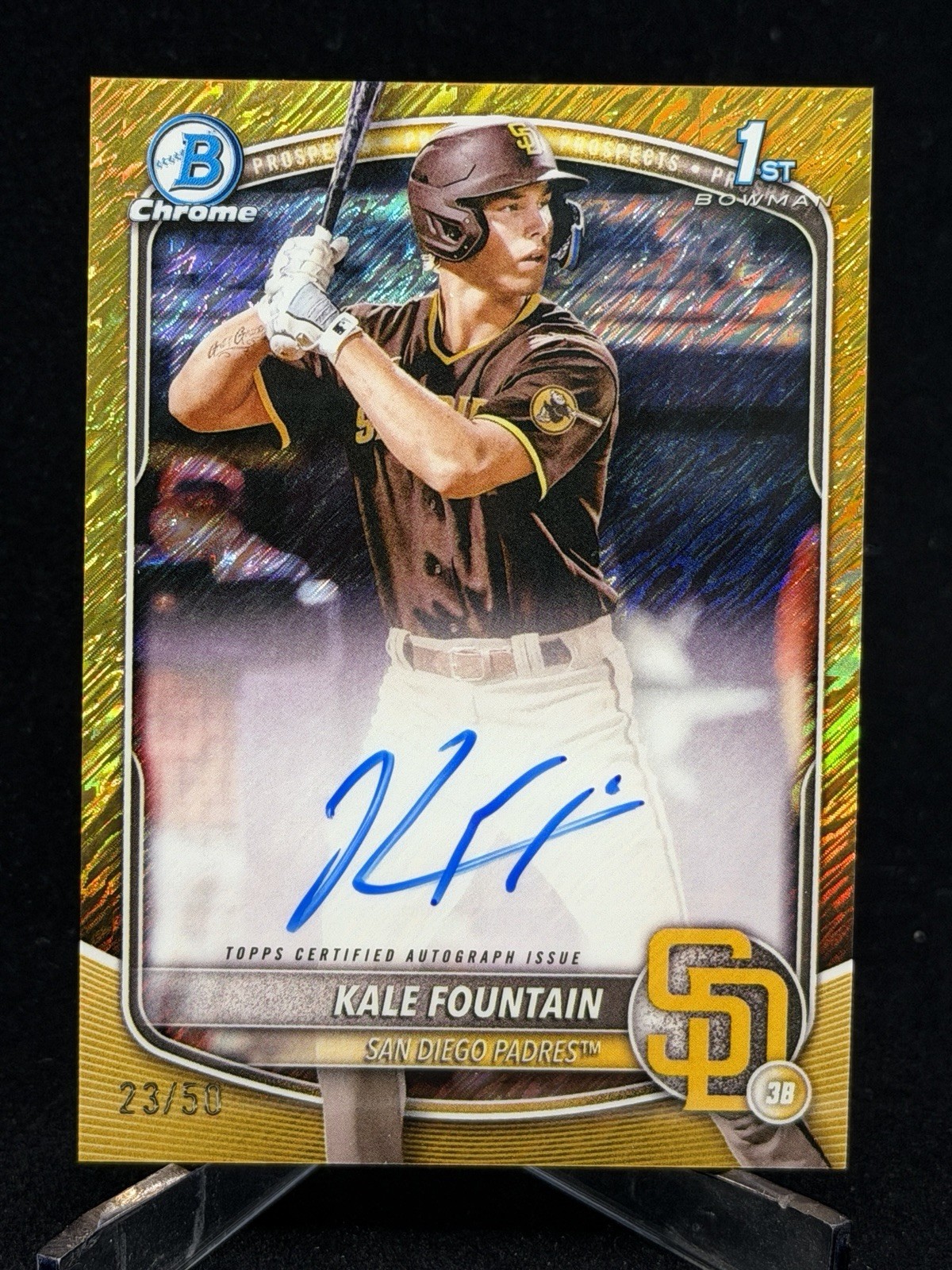 2025 1st Bowman Chrome Gold Shimmer Kale Fountain Auto /50 RC Padres Autograph
