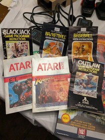 ATARI CX-2600A  VIDEO COMPUTER SYSTEM 1980 16 Games Pac Man Xtra Controls + More