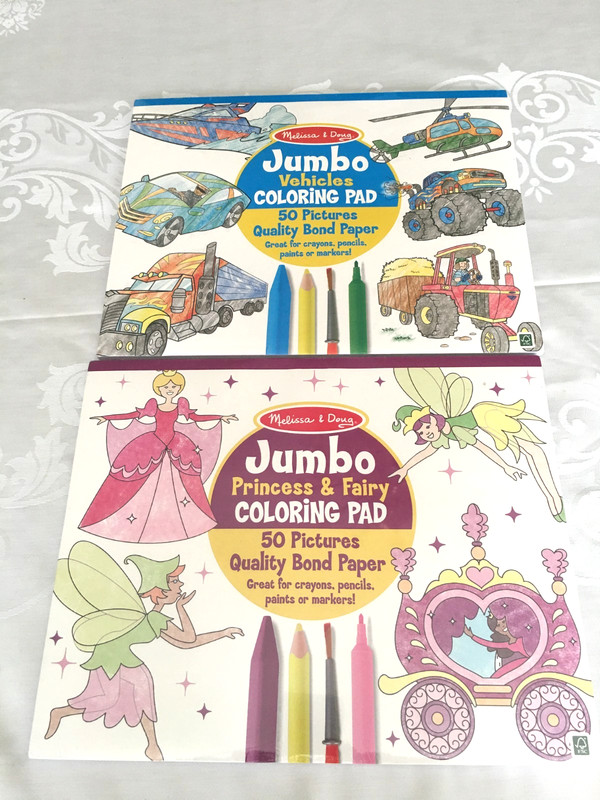 Melissa And Doug Coloring Books Lot of 2 Vehicle and Princess Coloring Pads, NIP