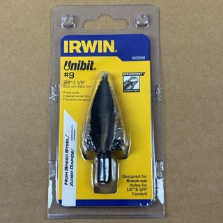 Irwin 10239 10239SM #9 Unibit Step Drill Knock Out Bit 7/8" 1 1/8"