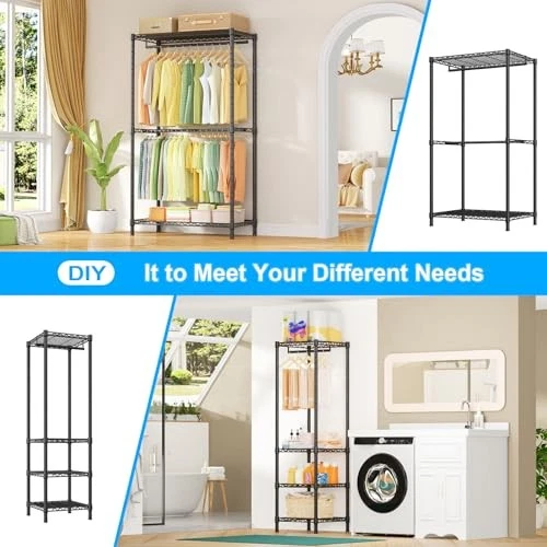 E10 Clothes Rack(With Stretchable Hanger Rod)Freestanding Clothing Racks for - Picture 7 of 7