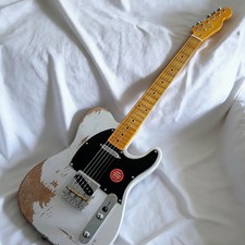 Relic White TL Electric Guitar Maple Neck Black Pickguard SS Pickups Chrome Part