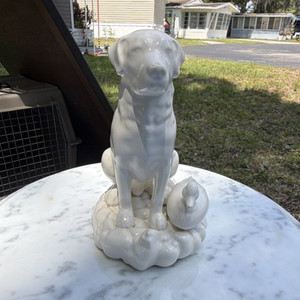 Ceramic Labrador Retriever Dog Figurine with Duck on Cloud Base