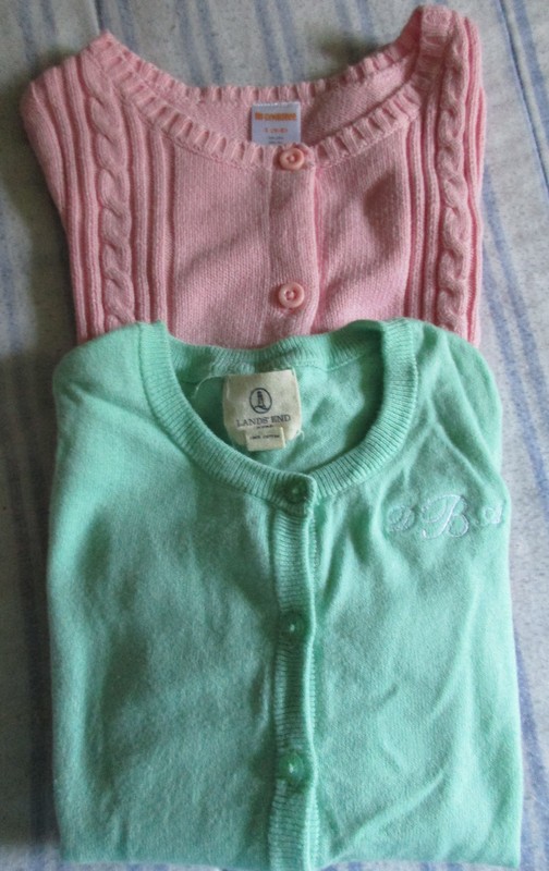 EUC/VGUC 2 Cardigan Sweaters Landsend/Gymboree Girls Size 5/6 Mint Green & Pink