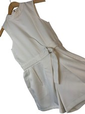 Glamorous White High Neck Romper S Summer Slit Back Elastic Waist New RA10077