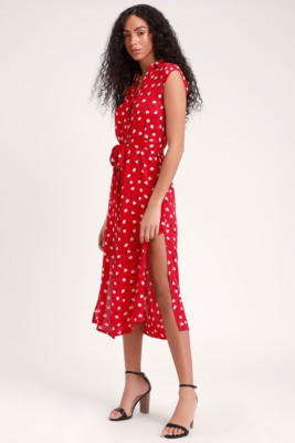 coral and white maxi dress Sunset Palm Coral Print Midi Dress | Trendy Women's Dresses