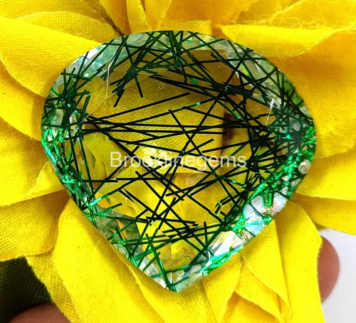Lab Grown Certified 152 Ct Pear Shape Green Rutilated Quartz Loose Gemstone 4JKH - Picture 7 of 7