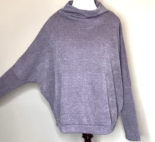 Gee Gee PLUS Macaron Sweater Knit Dolman Sleeve Cowl Turtleneck Top Soft Purple