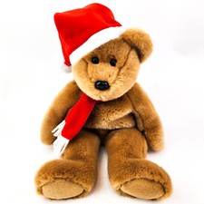 Ty Beanie Buddy Plush Holiday Santa Teddy Bear No Tag 2001 Tush Tag 14"