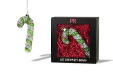 New Party Rock Green Candy Cane Glass Hanging Ornament Christmas Collection