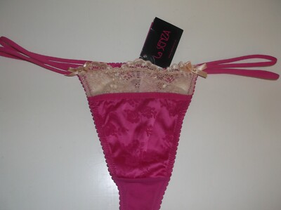 Neu mit Etikett La Senza Tanga 8 10 12 14 16 rosa Satin gold Spitze