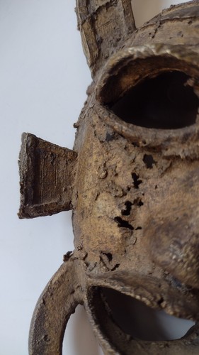 AFRICAN SENUFO BRASS Bronze MASK IVORY COAST HORNS Patina VGC - Picture 14 of 23