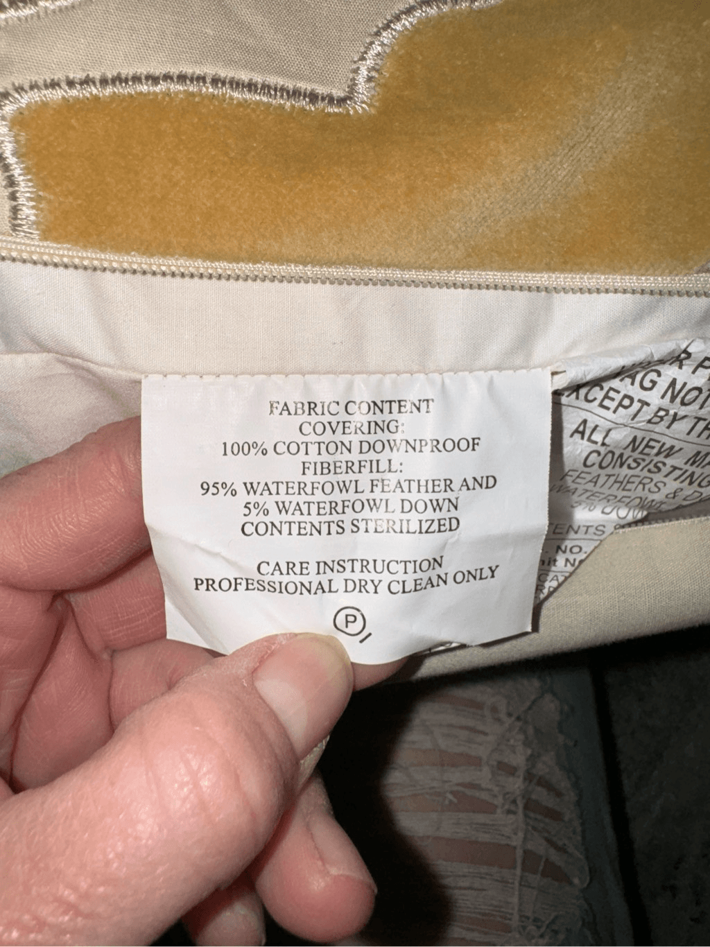 Z Gallerie Set of 3 Monaco Pillows Gold/Ivory 24" With Down Feather