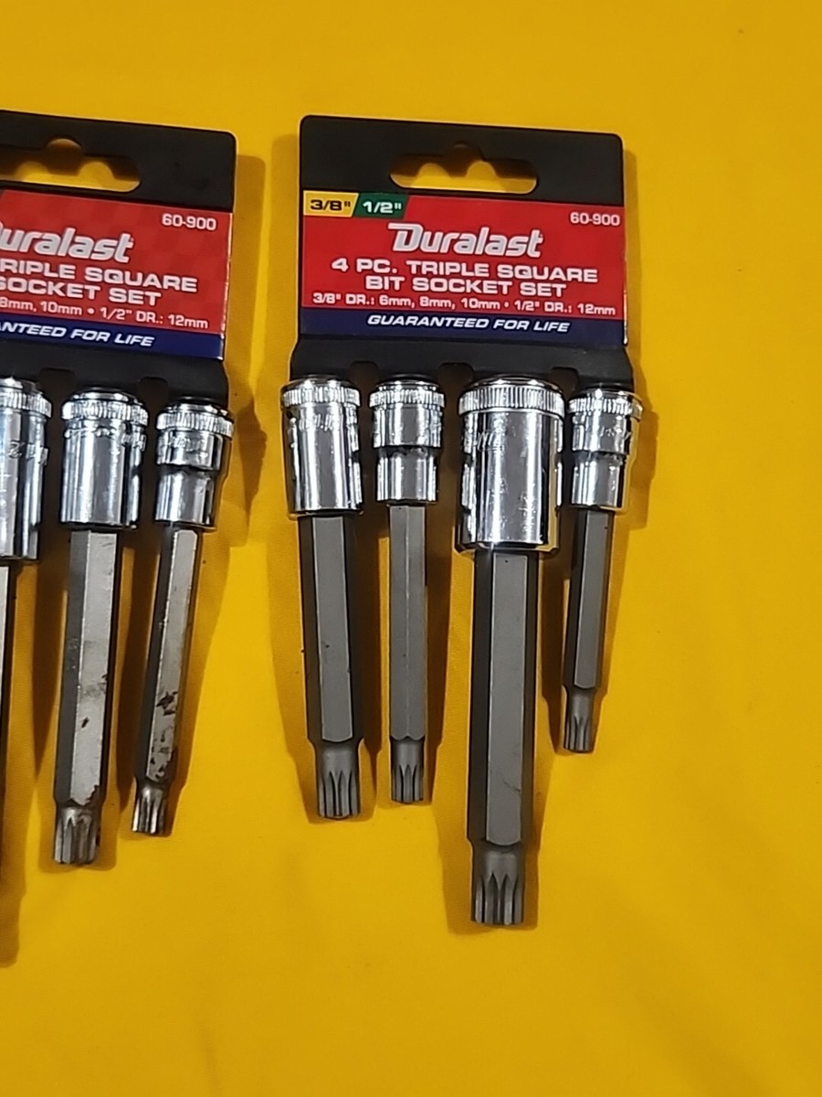 BC-γ 90-200 2X Duralast 4pc Triple Square Bit Socket Set 60-900 3/8”. 1