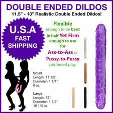 Consolador Realista Doble Extremo Doble Pene Cabeza Dong Vagina y Anal 11.5 - 13