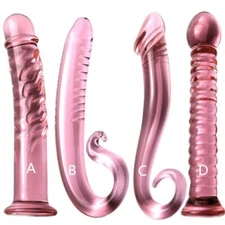 PinkCrystal Big Glass Dildo Masturbation Massage Vaginal Anal Dilation Butt Plug