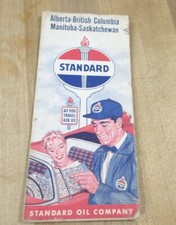 Vintage Standard Oil Map Alberta British Columbia Manitoba Saskatchewan (r)